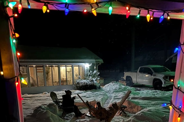 Sitting close to the fire, parking is close, a view from the Gazebo!