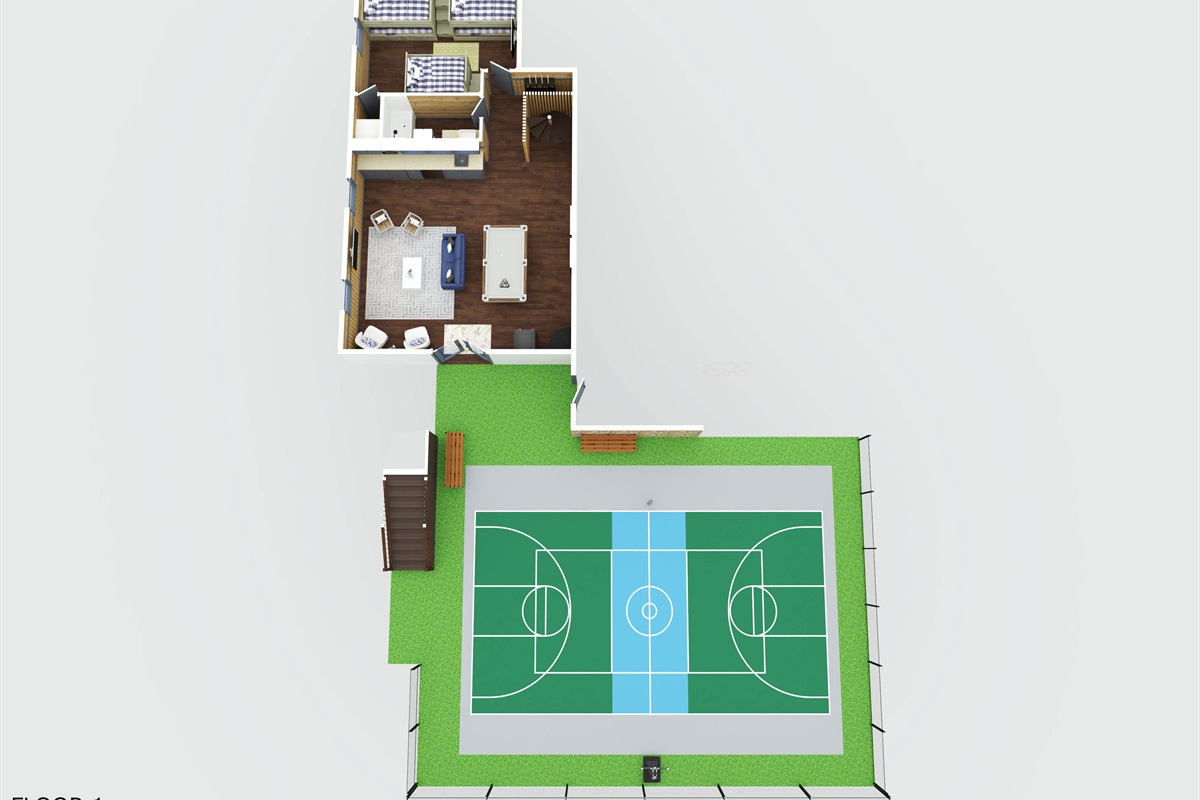 Lower level of the cabin - Bunk room and Games!