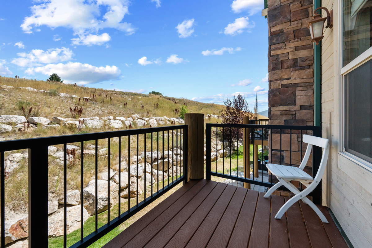 Step onto the private balcony (1 of 2) and take in the peaceful Moose Hollow surroundings.