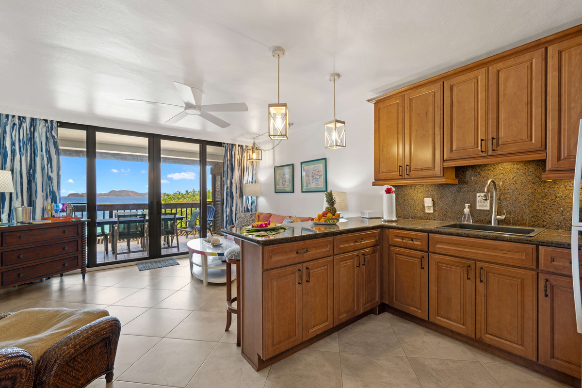 Modern appliances and ample counter space make cooking a breeze.