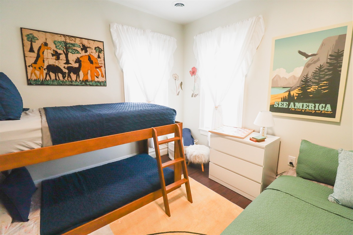 family friendly bedroom  with multiple sleeping options