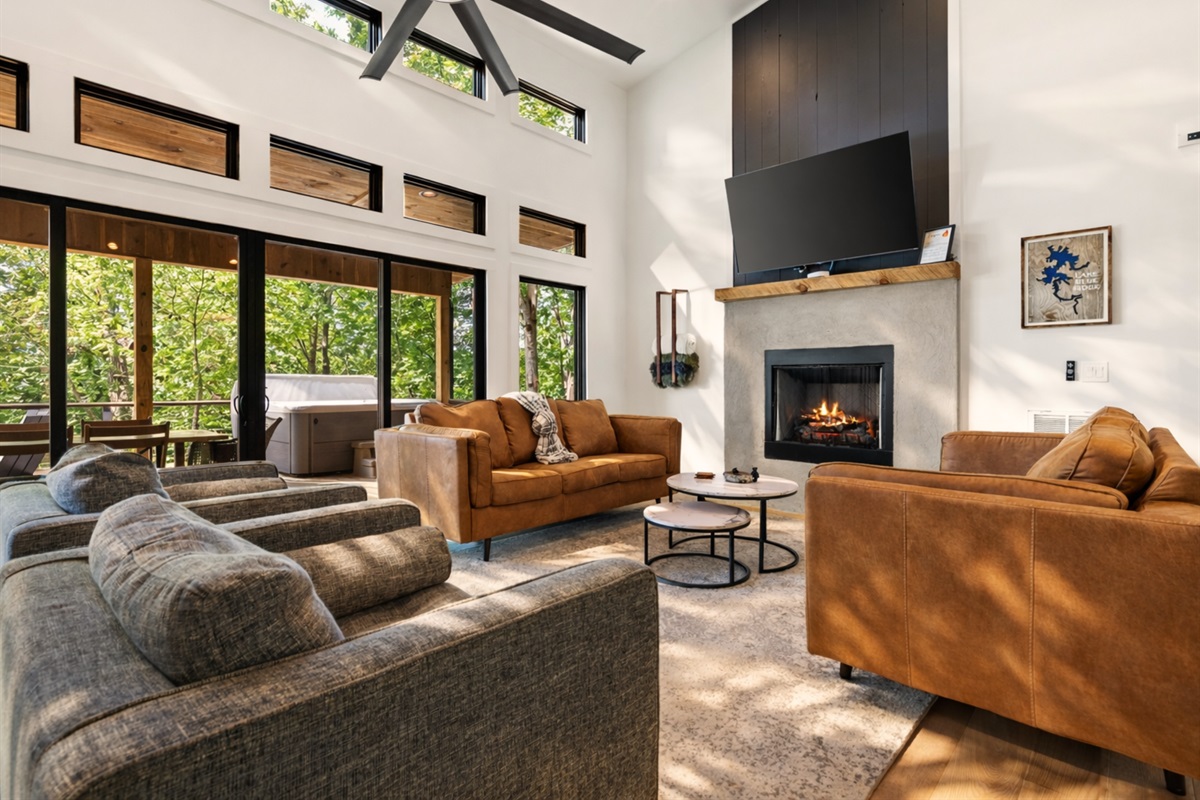 An alternate view of the living area, showing off its spacious design and inviting atmosphere.
*Indoor Fireplace (Seasonal Use October - April)