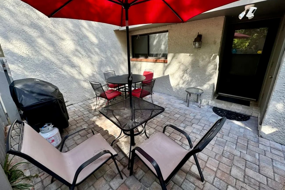 Patio dining with grill