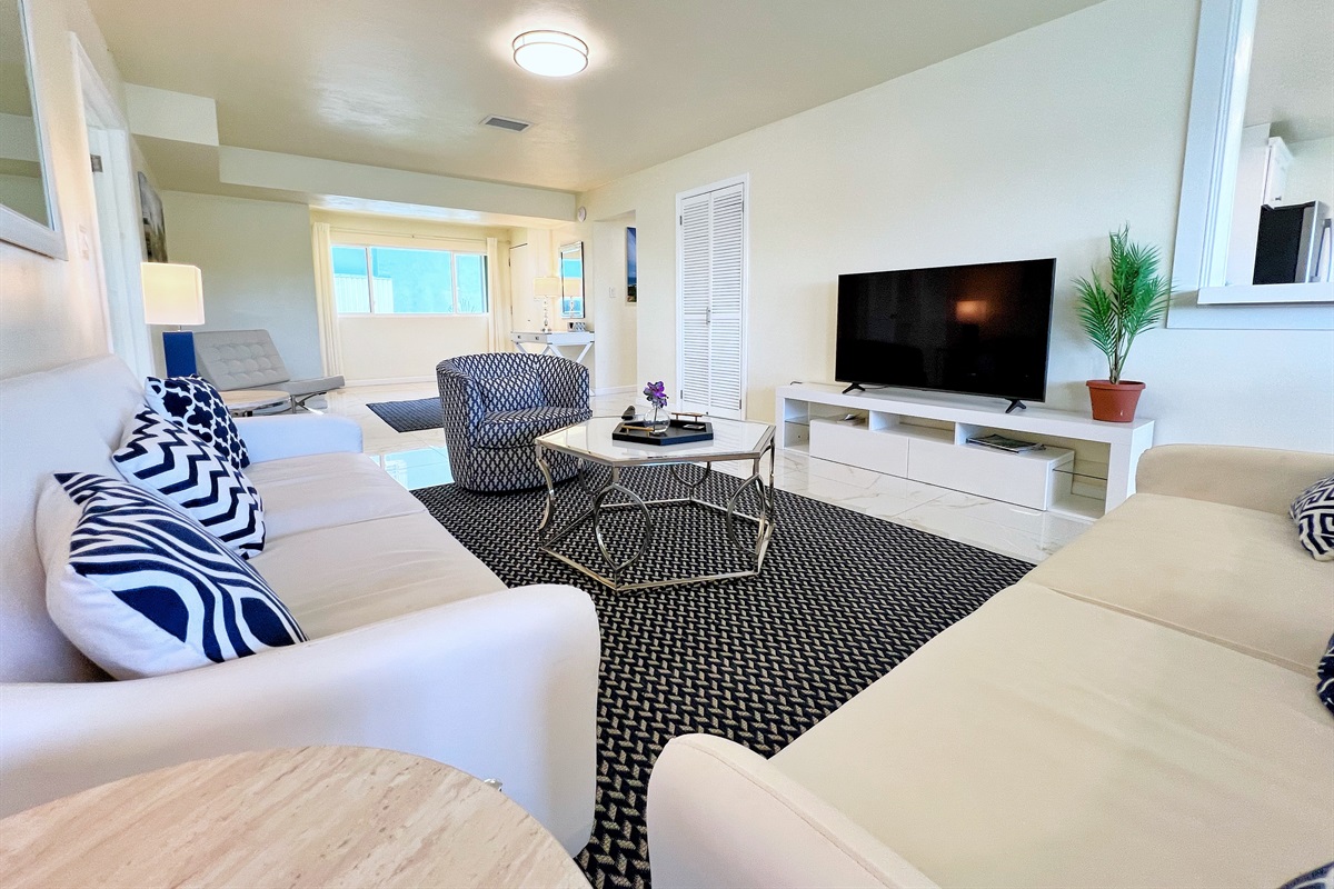 Enjoy your favorite shows on the smart TV, or just unwind and enjoy the breeze.