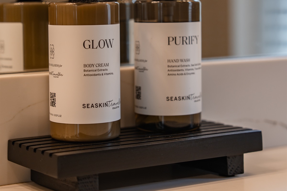 Soaps and lotions provided.