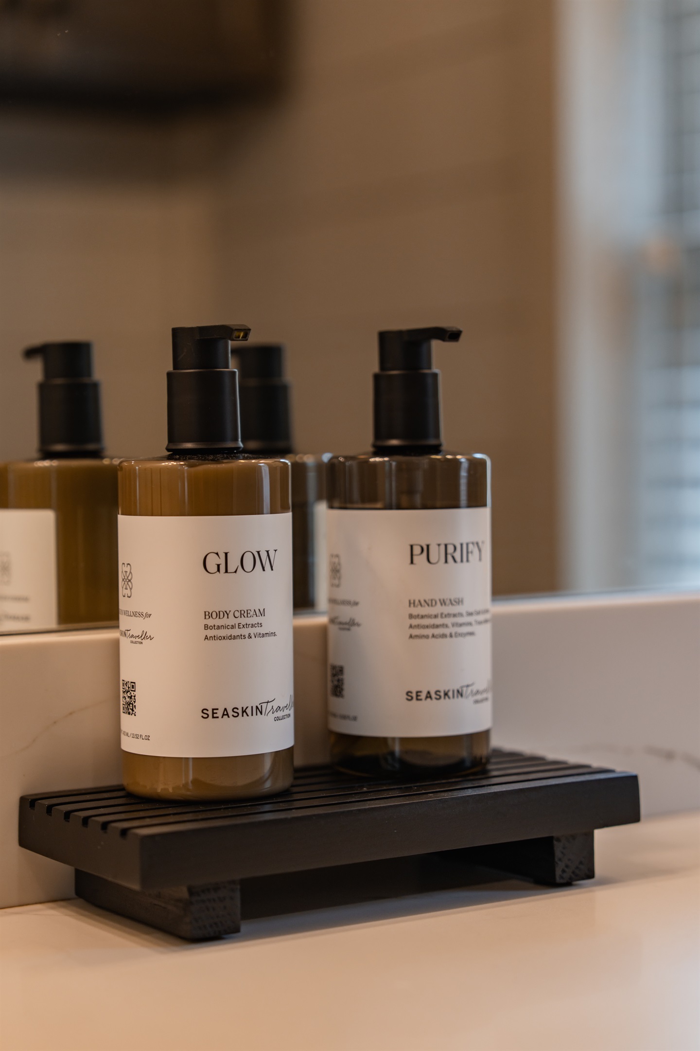 Soaps and lotions provided.