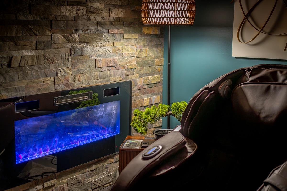 Slip into spa mode — this private Zen Den with mood lighting and full-body massage chair is your hidden recharge zone