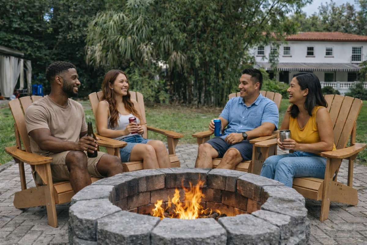 Gather around the outdoor firepit and unwind under the stars, great for evening drinks and stories.