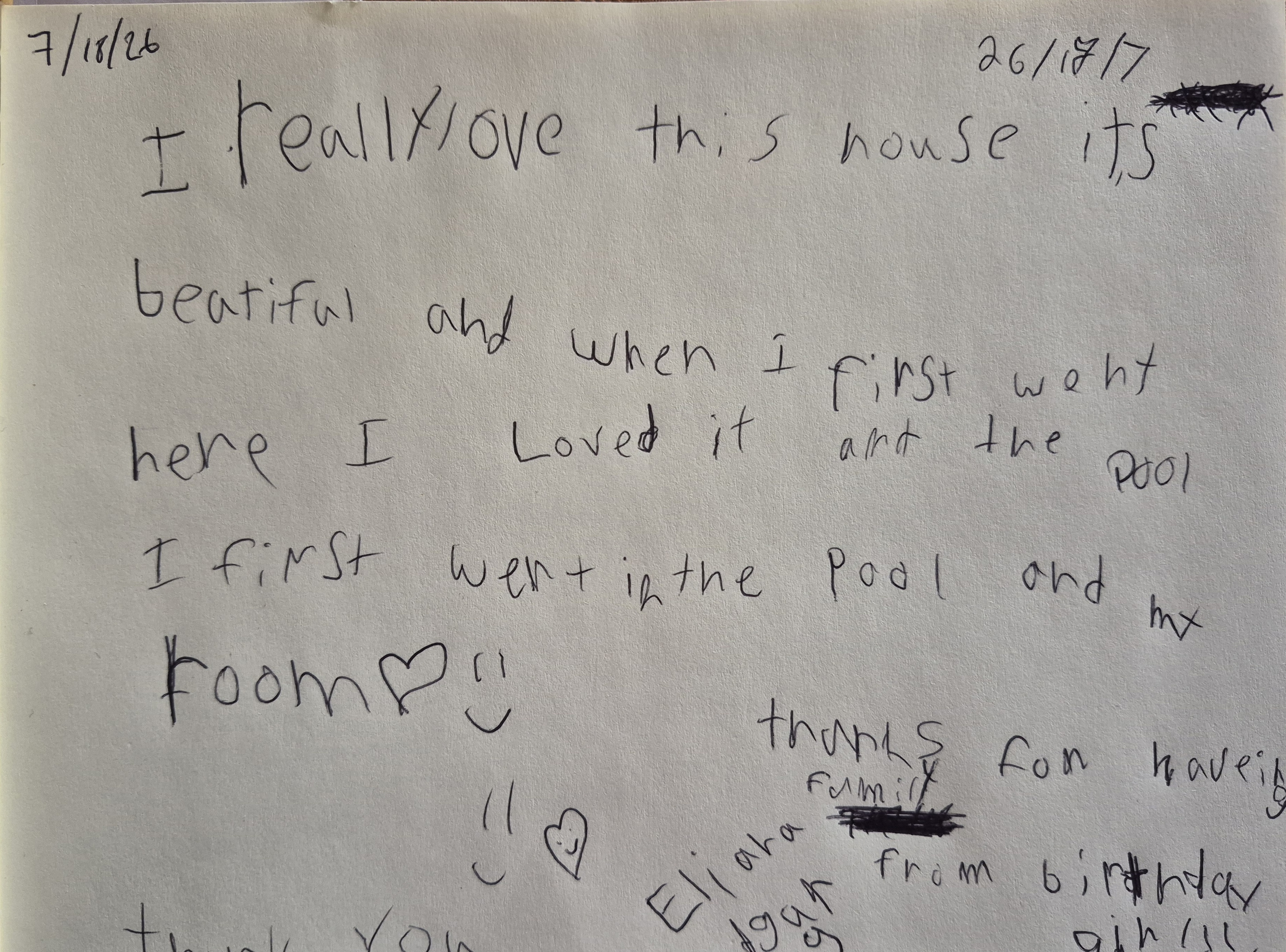 Guest's thoughtful reviews during their stay