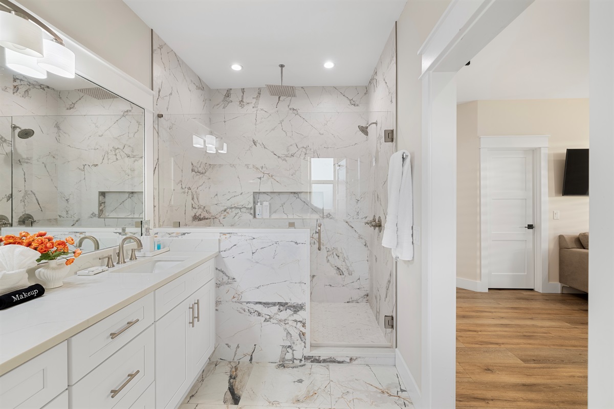 Luxury Walk-In Shower with rain-style shower head