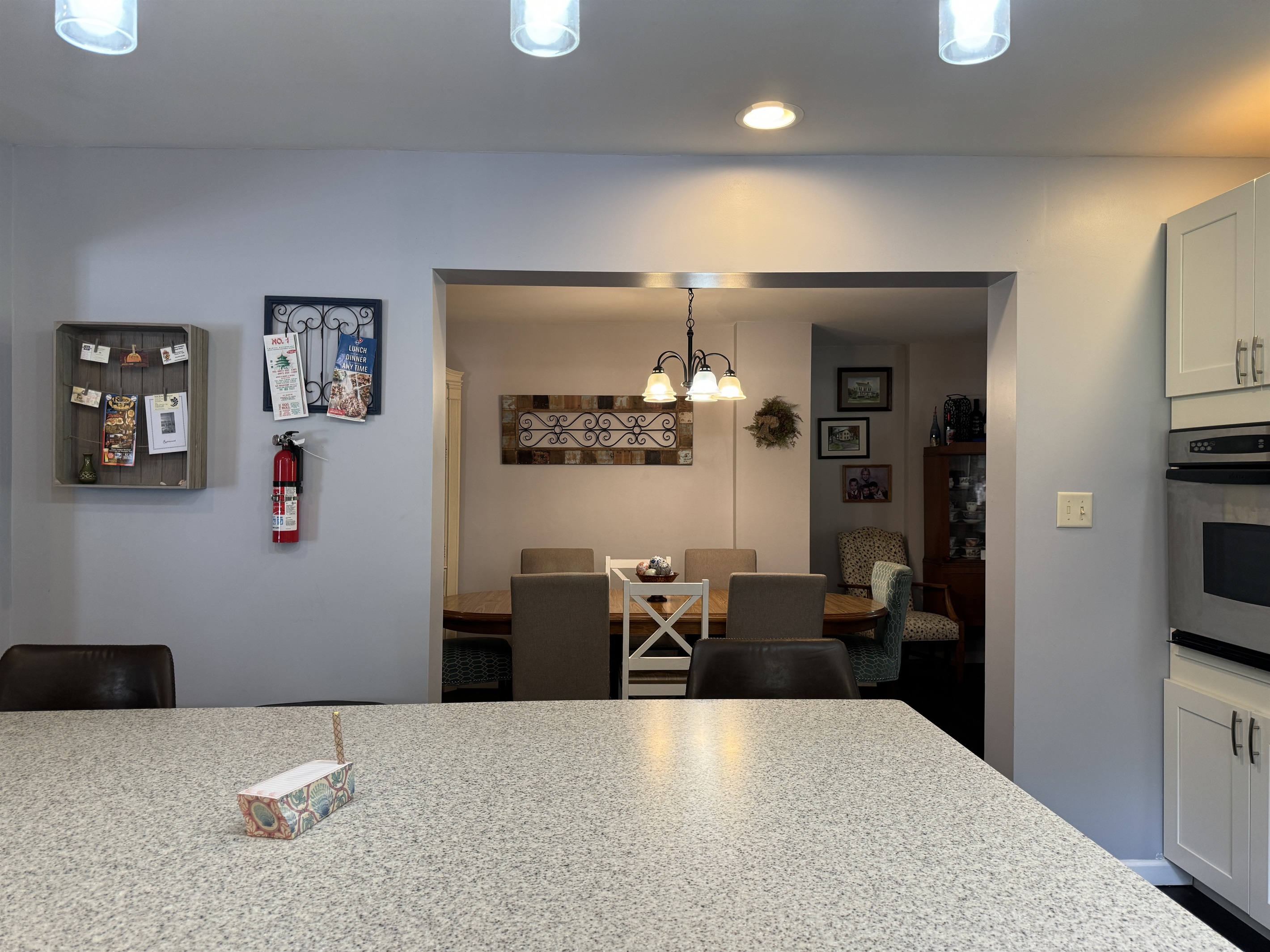 View into the formal dining room from kitchen