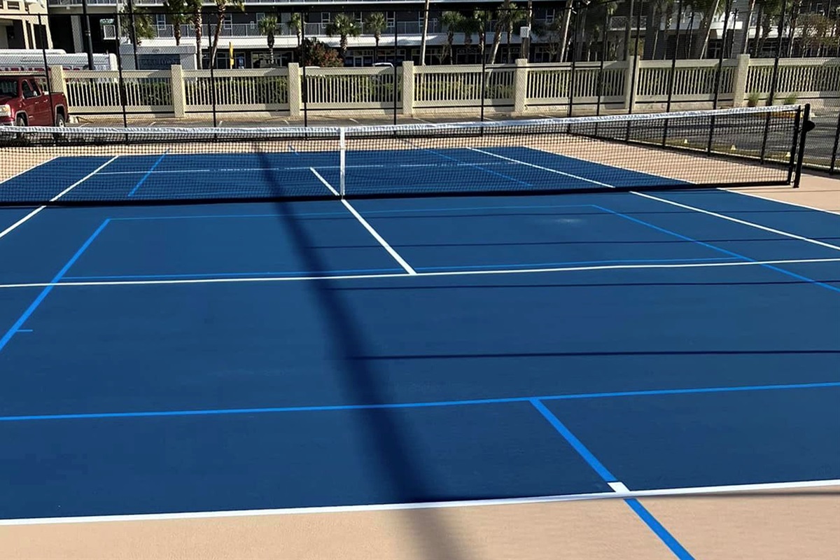 Brand New Tennis Court with Lines for 2 Pickle Ball Courts