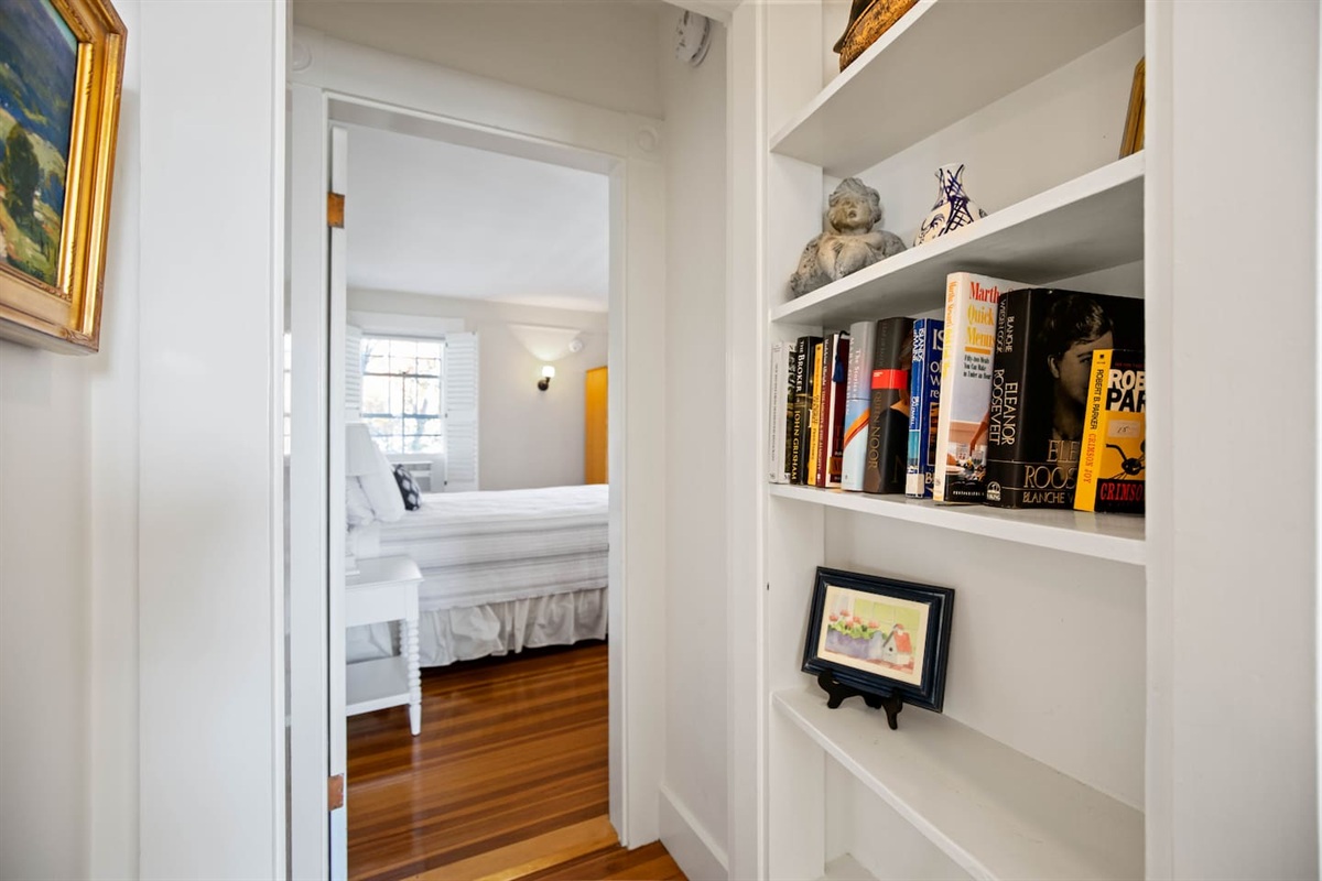 Walk through the kitchen to find the primary bedroom