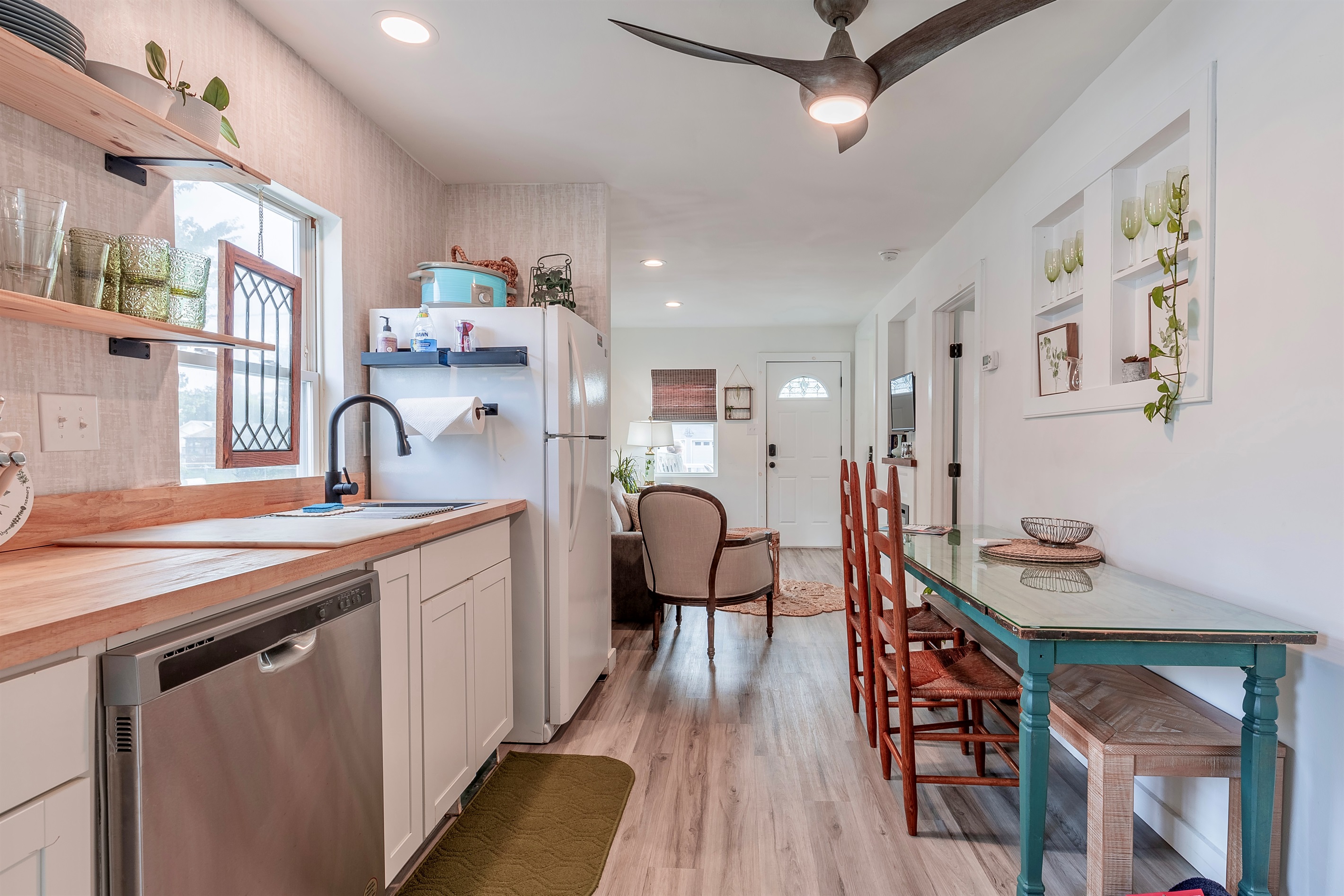 Open concept with a cool "door" table