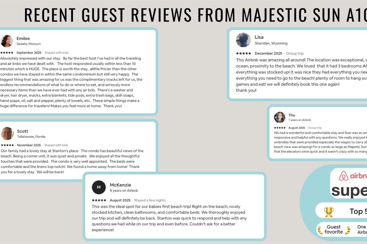 Recent reviews from happy guests show that you are in good hands!