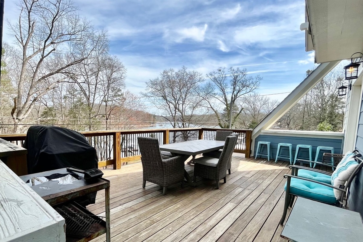 Large deck overlooking water