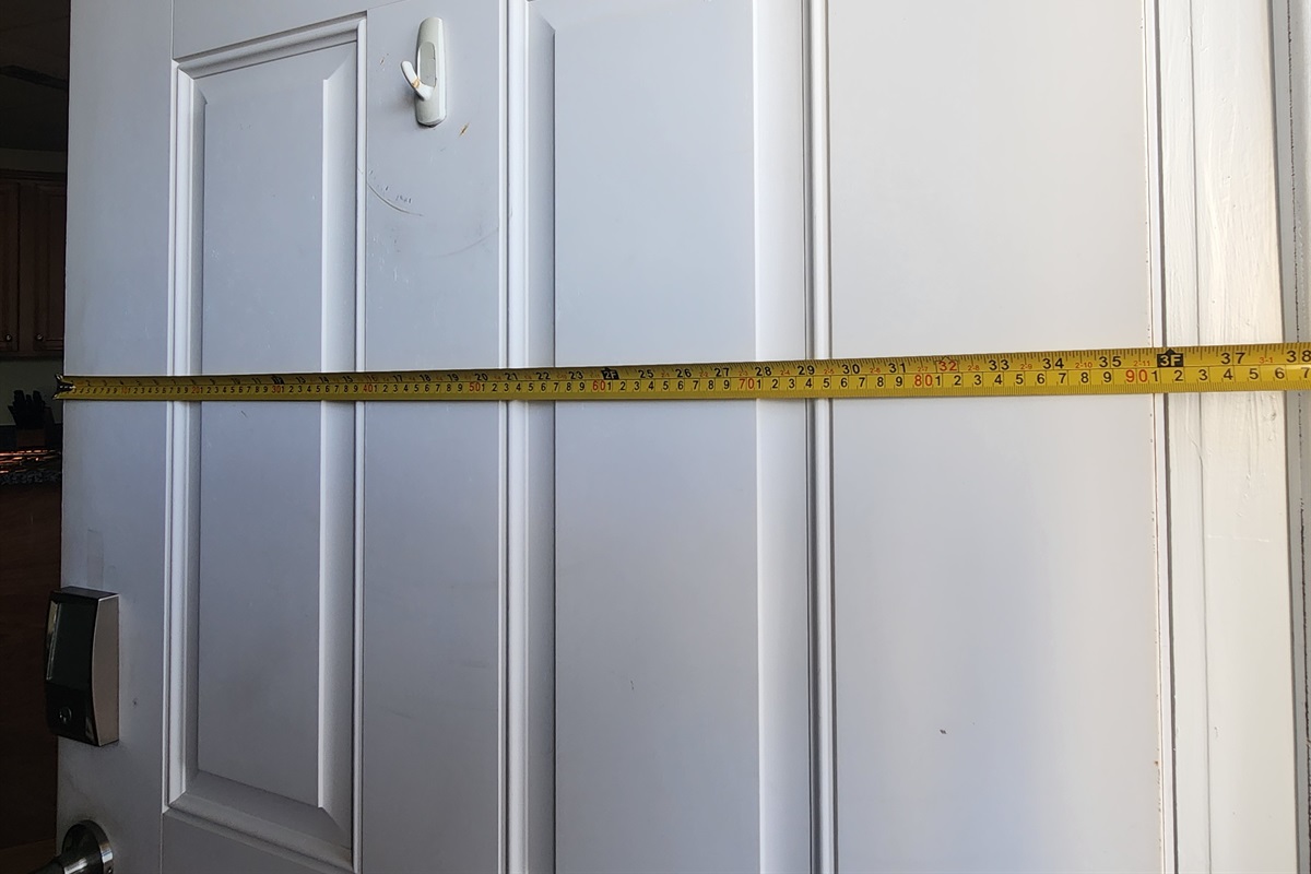 Guest entrance door width measured at the narrowest point of the frame