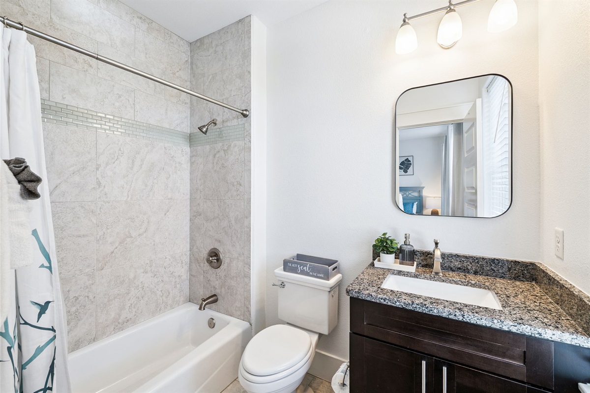 Your personal haven with a soaking tub and modern fixtures.