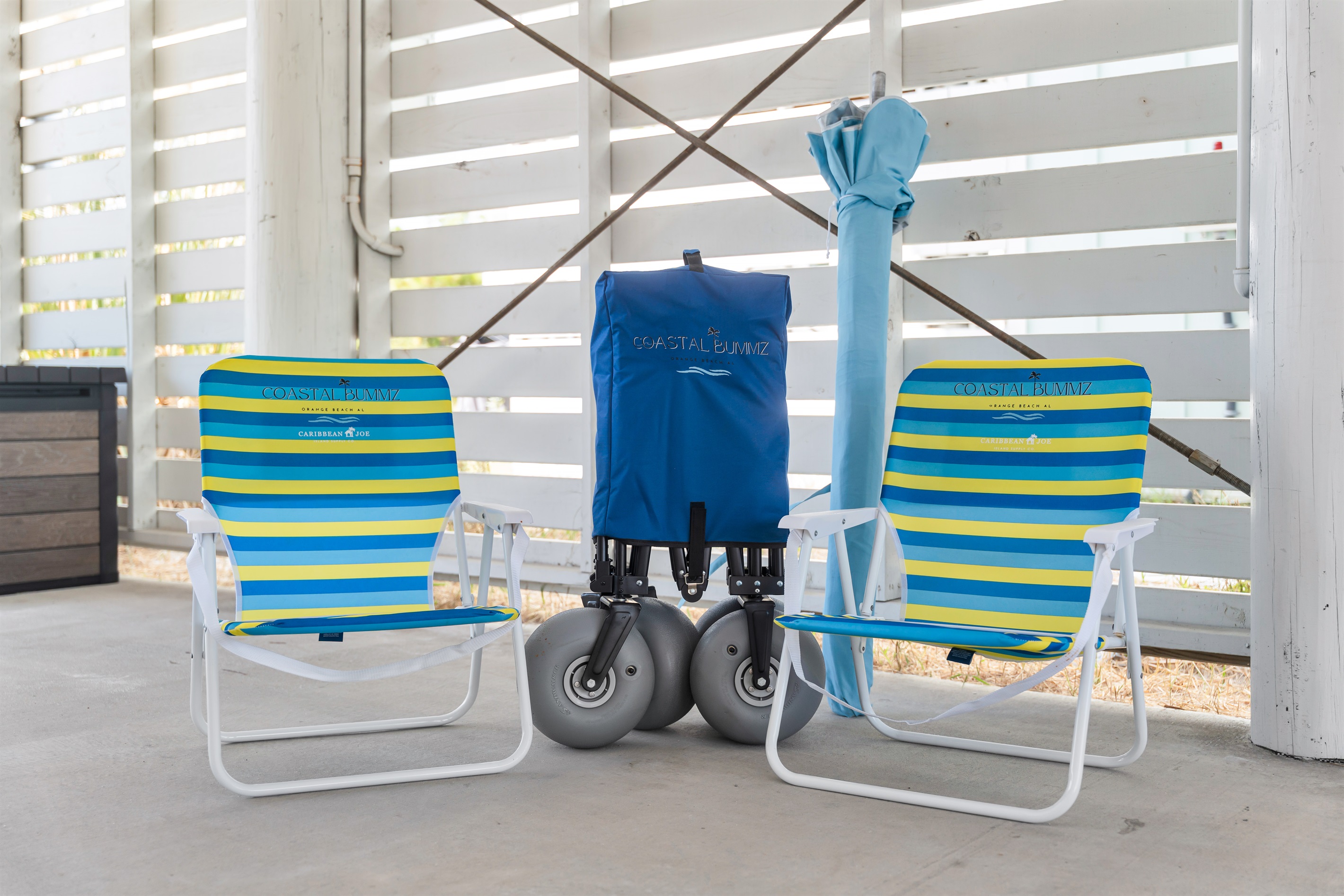 No need to pack the umbrella, chairs and beach wagon!  We have them here - a wonderful Ron Jon beach umbrella, 4 beach chairs and a sand wagon for ease of moving it on the each.  Pack a cooler and enjoy the day!