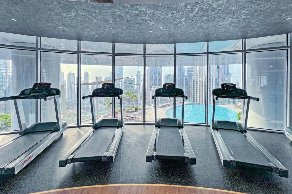 Premium Gym with Pool View