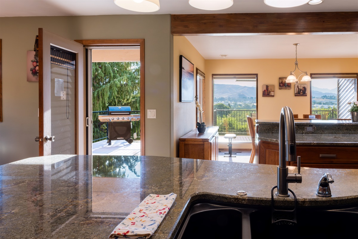 Fully equipped kitchen with plenty of prep space and modern amenities.