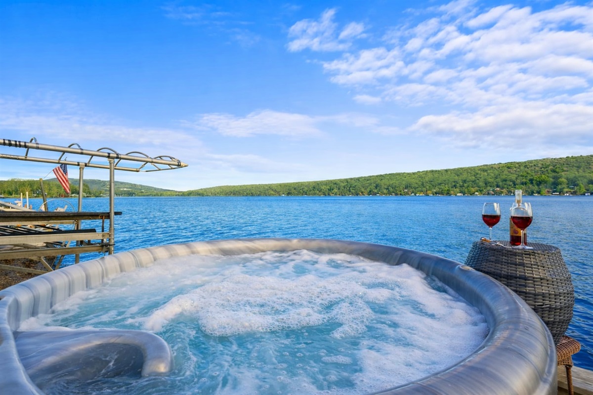 Inviting outdoor jacuzzi, a perfect oasis for relaxation and rejuvenation, surrounded by nature's beauty.