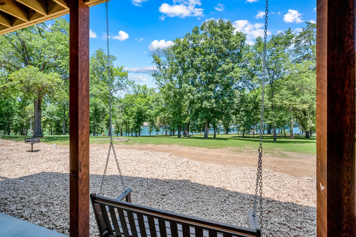 Two cozy porch swings