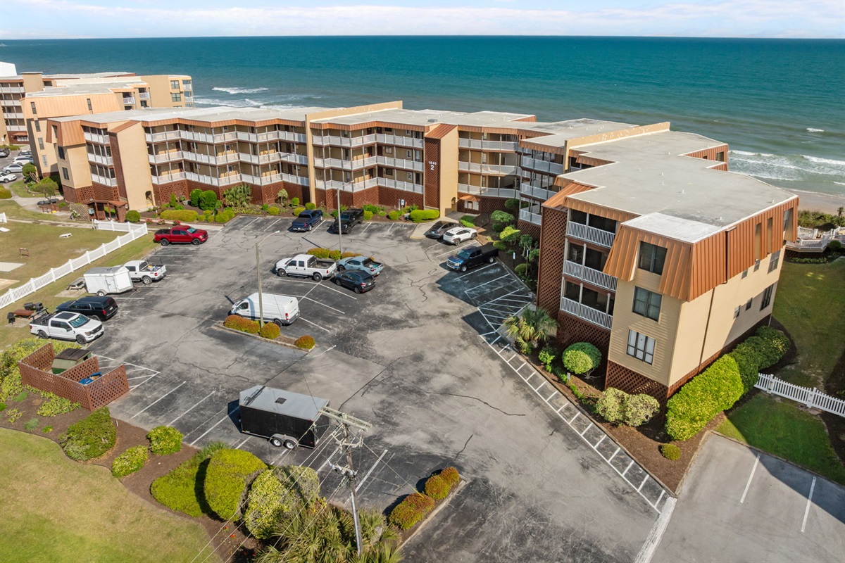 Spacious on-site parking with direct access to oceanfront buildings