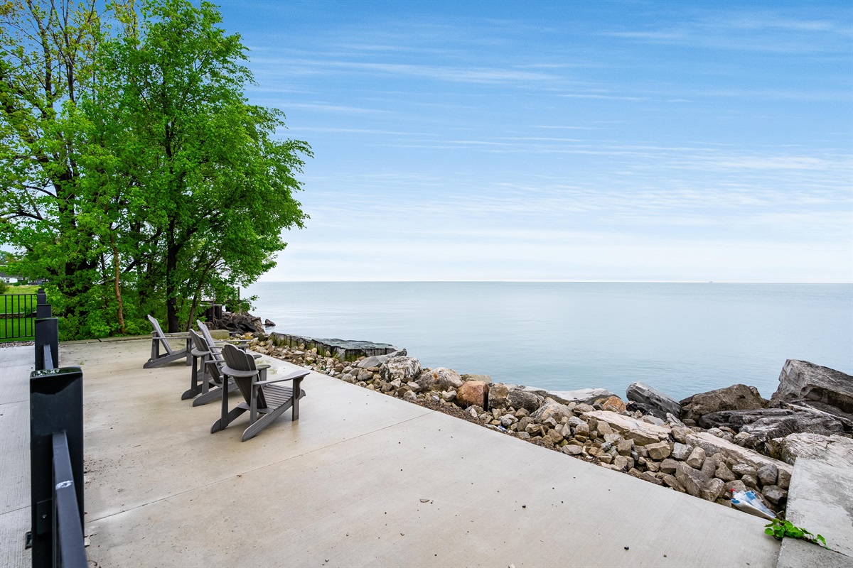 Paved water's edge deck.