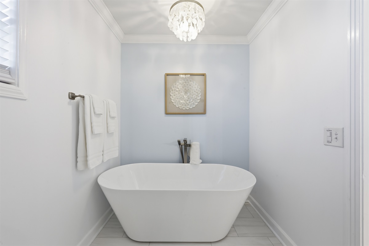 Freestanding soaking tub &mdash; your private spa moment at Vista Mar