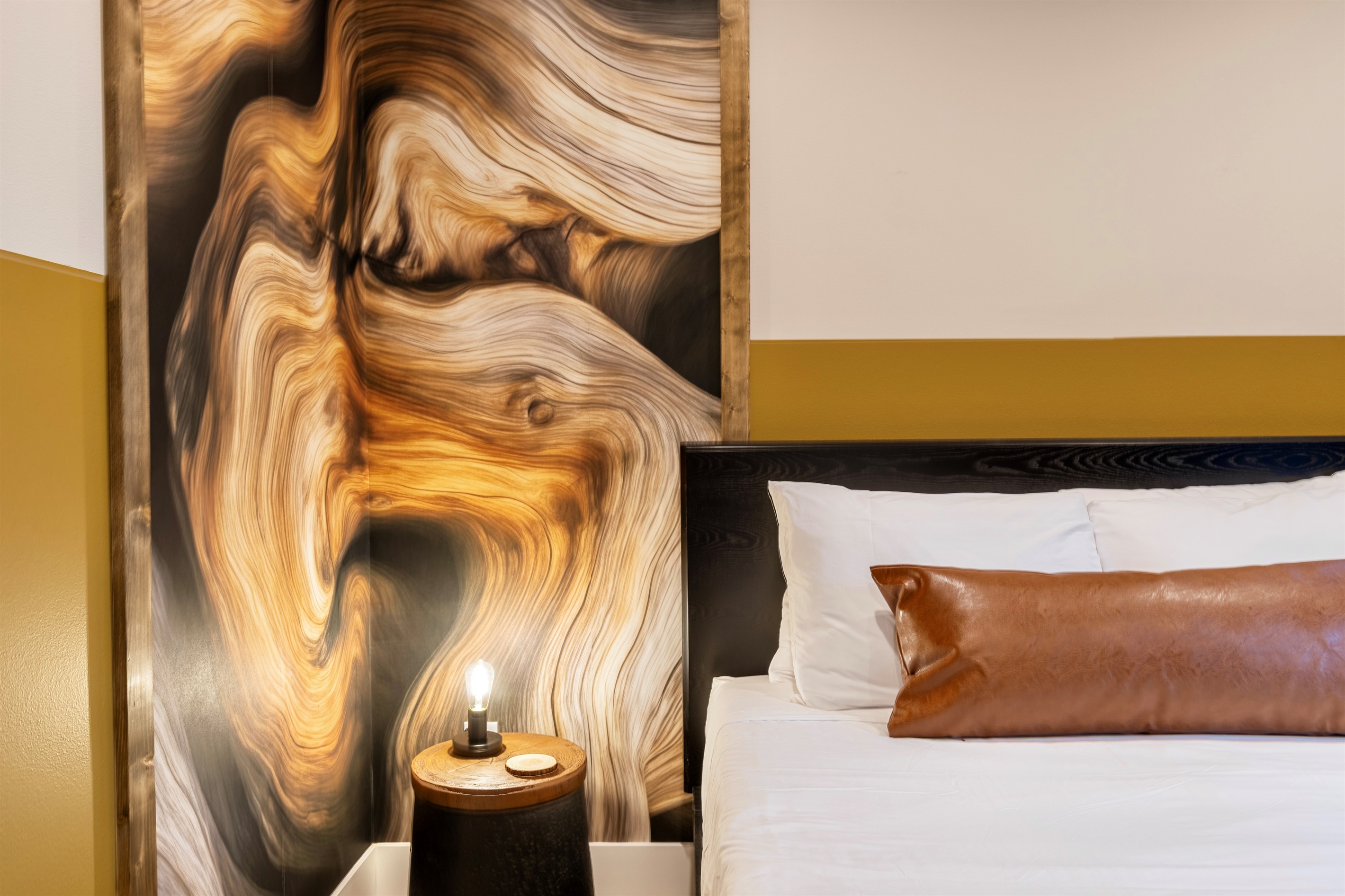 Upstairs queen memory foam bedroom with Roku TV.