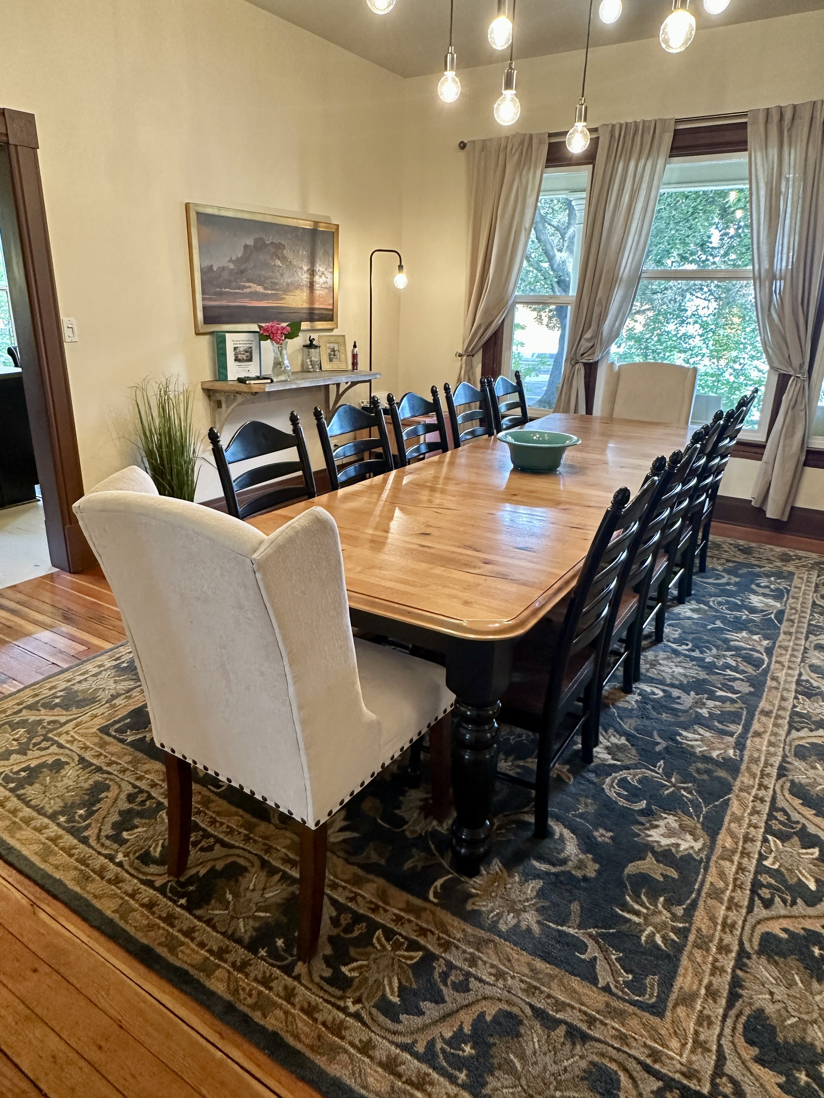 Formal Dining Room, large Farm Table, seats 12.