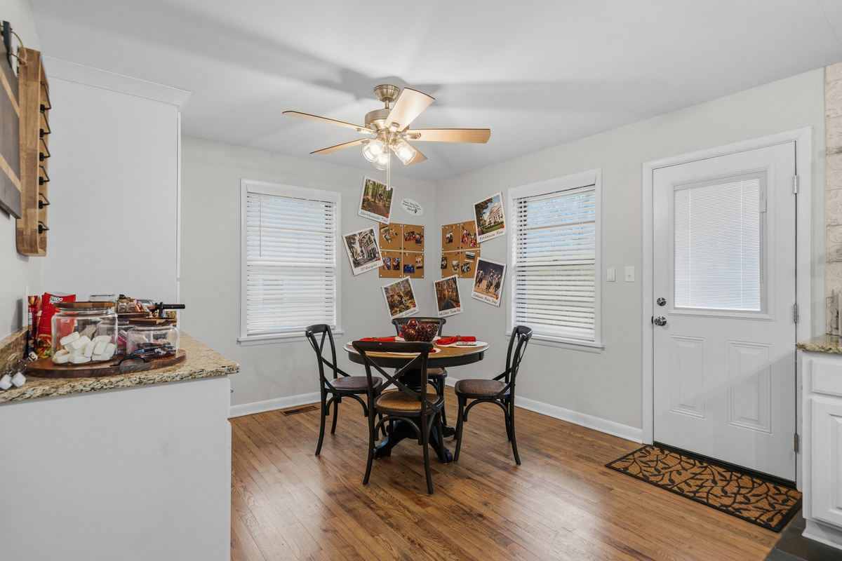 Grab a quick breakfast at the corner table — snacks out, coffee on, the day not started yet.
