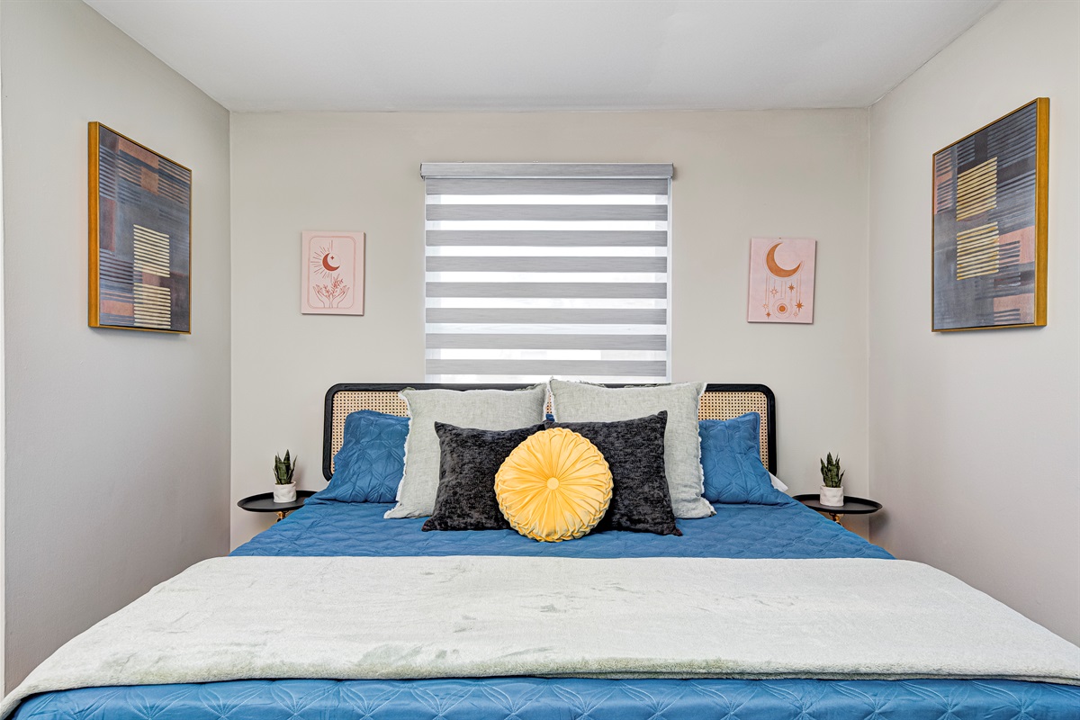 Sink into another serene king bedroom, styled with calming tones and soft textures for the perfect night’s rest.