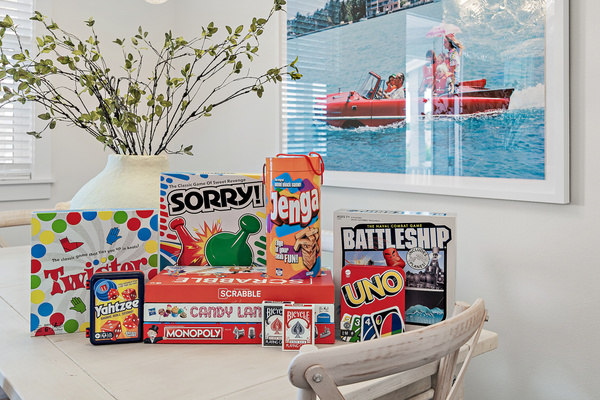Family fun starts here! Enjoy a great selection of board games for all ages—perfect for family game nights, rainy afternoons, or winding down together after a fun-filled day at the beach.
