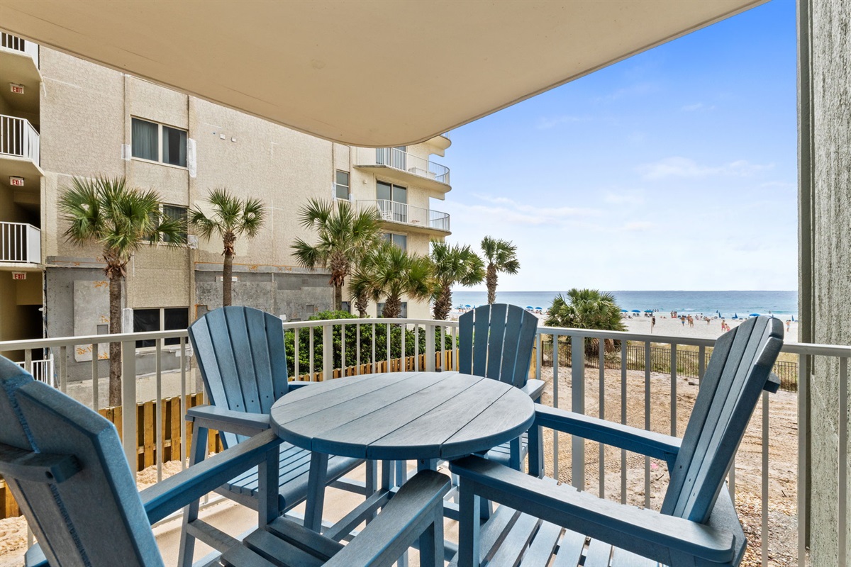 Beach view, end unit balcony. 