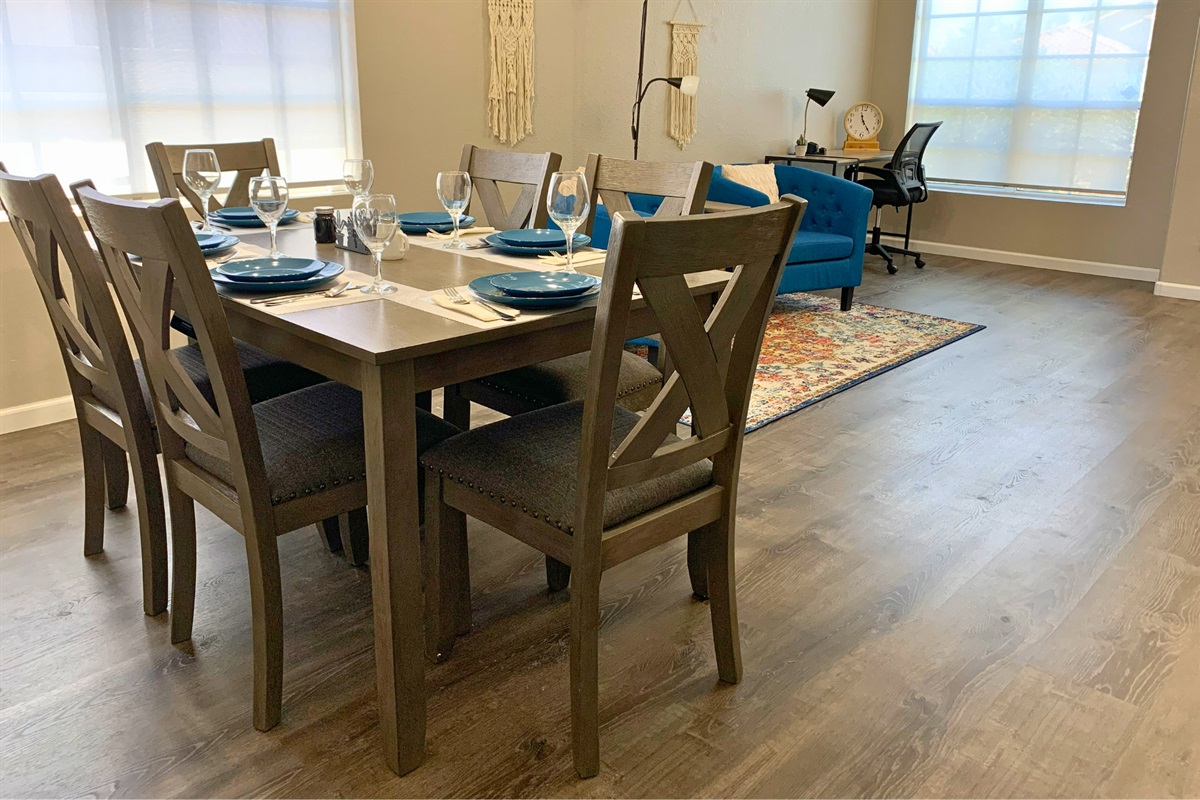 Dining table with comfortable seating for your entire group.