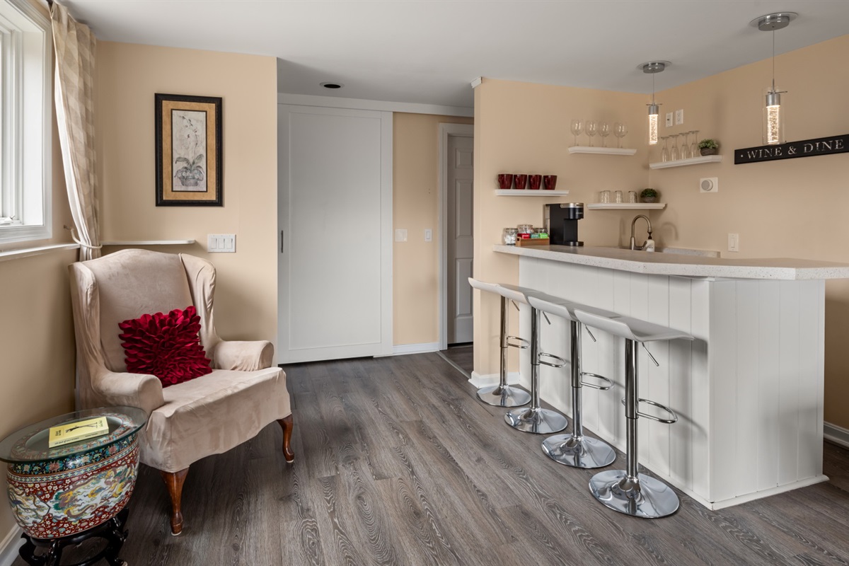 Lower level bar with coffee