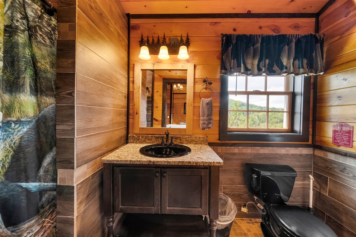The Master Bath ensuite has a shower that is big enough for 2. There is body soap and shampoo too. There is a makeup mirror and hair dryer under the sink for your convenience.