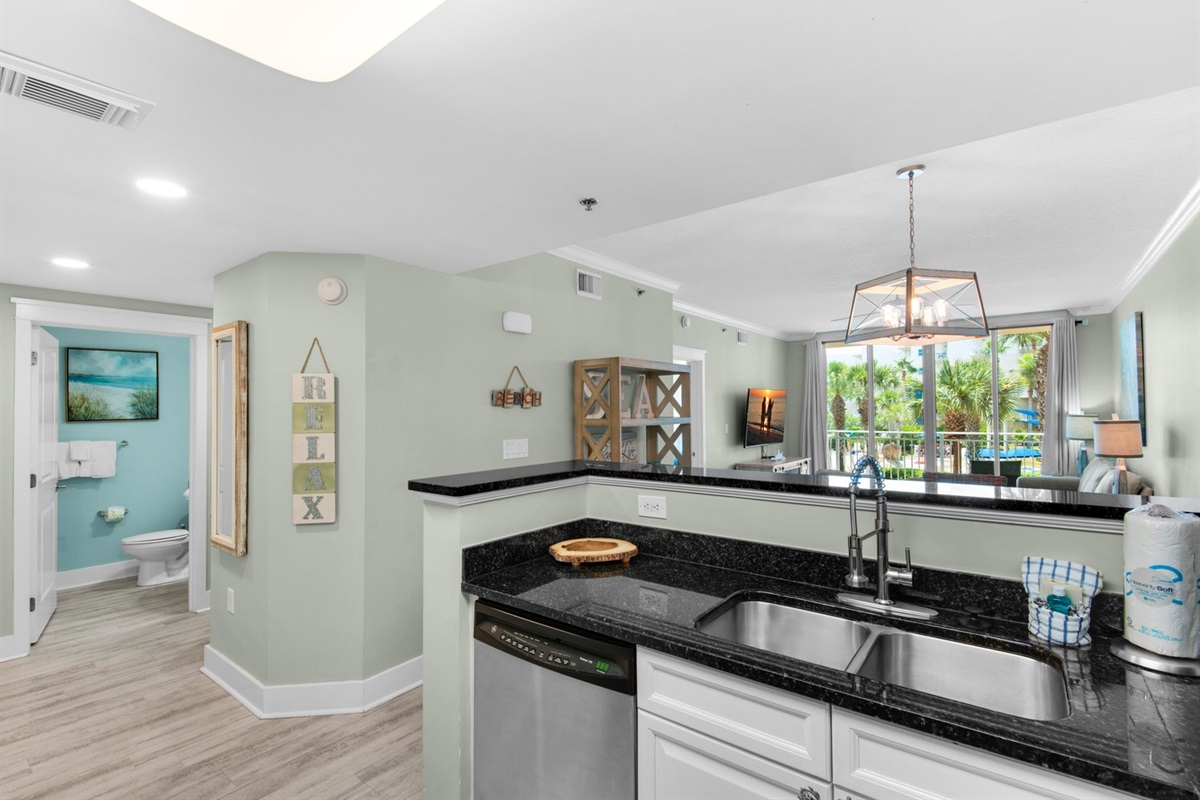 Kitchen with granite countertops