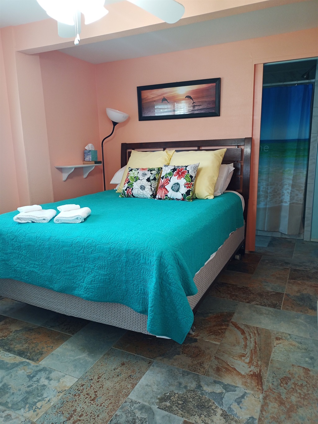 Downstairs bedroom with queen