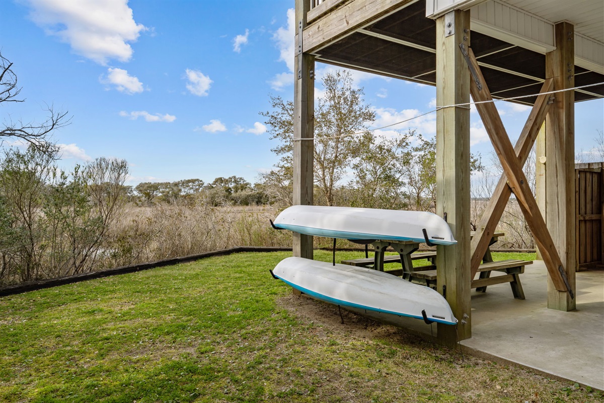 Kayaks available for guest use and adventure exploring the sound