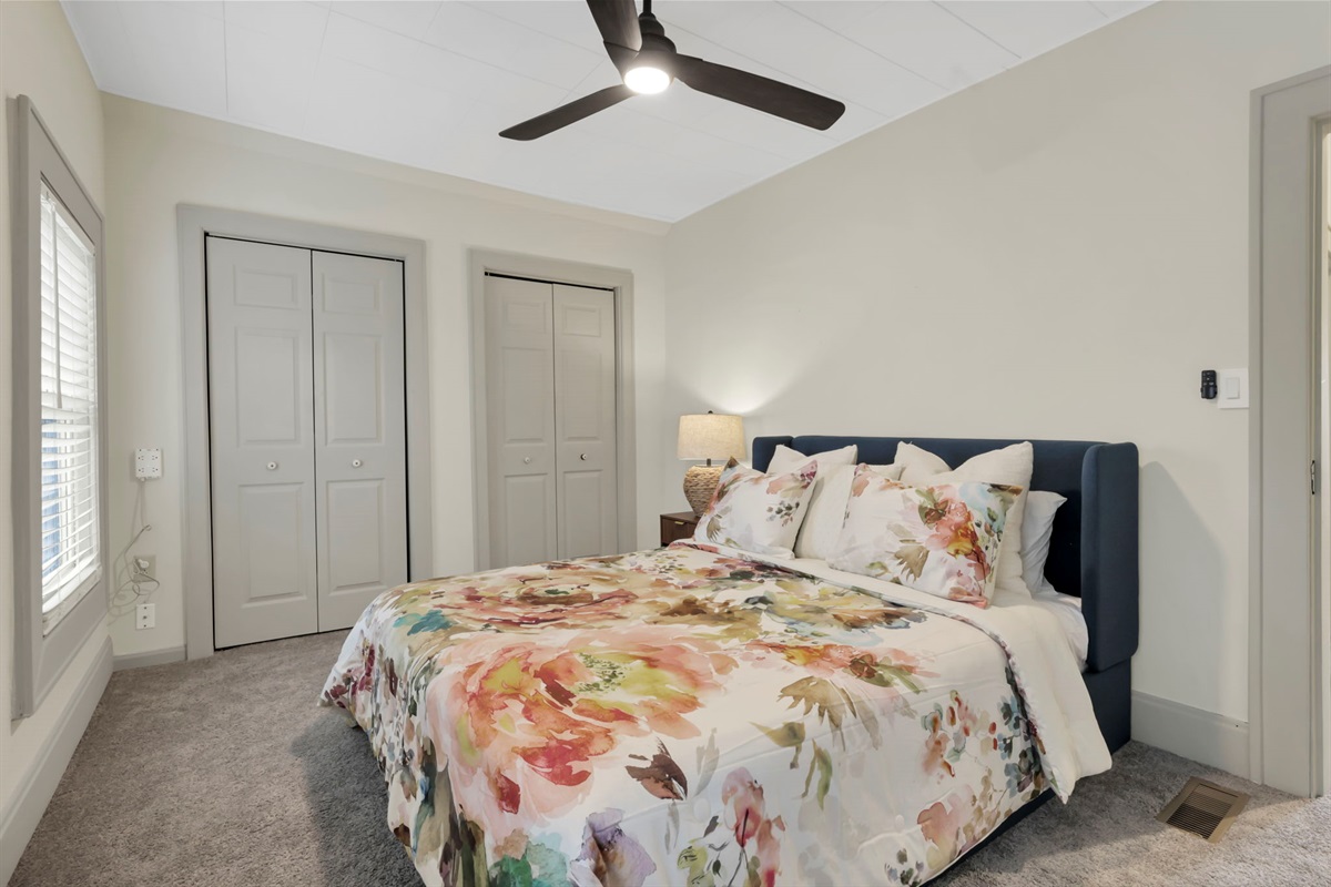 Bedroom 2, queen bed, with larger closets