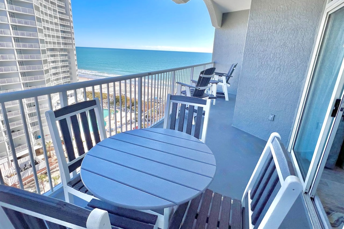 Outdoor Dining table on the balcony to enjoy morning breakfast or evening drink 