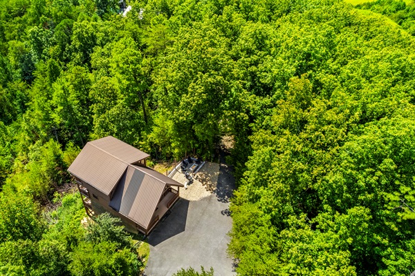 Nestled on a semi-private driveway with only 2 nearby cabins, Scenic Sanctuary offers privacy and forested surroundings.