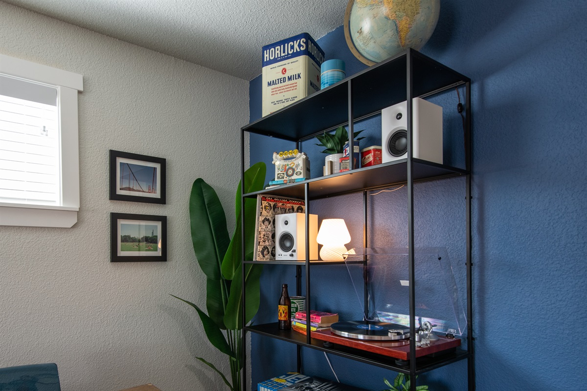 record player and speakers setup for some music fun