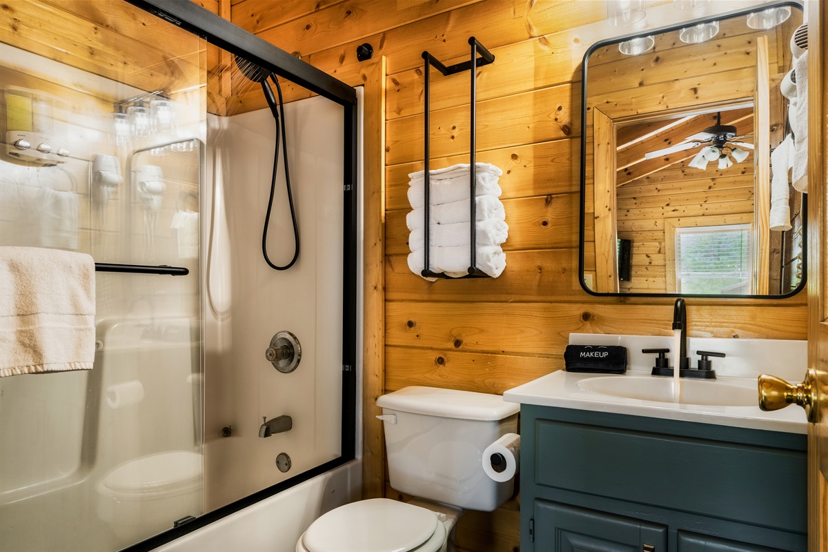 Ensuite bathroom in our double-queen bedroom