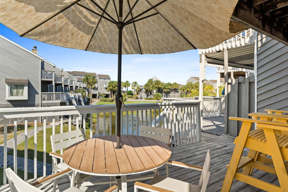 Your main deck is where the day winds down &mdash; salty air, open sky, and a view that earns its place.
