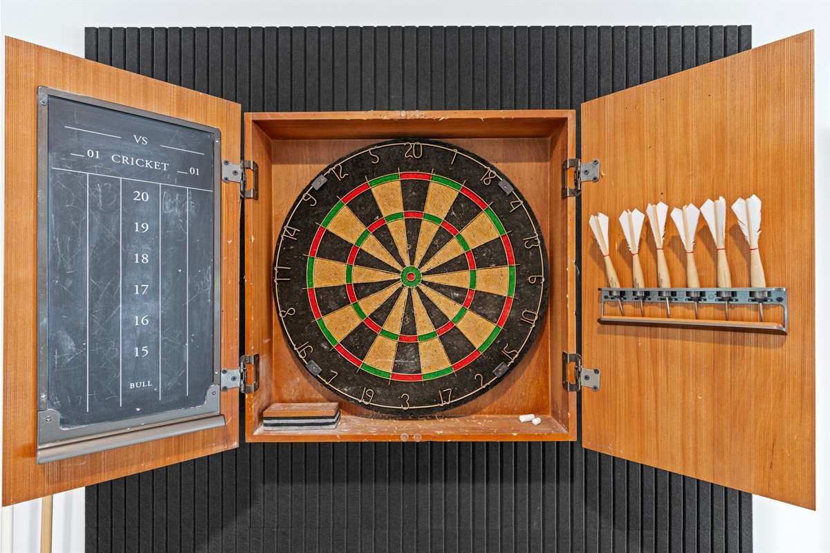 Grab a Drink, Take Aim – The Dartboard Area is Ready for You