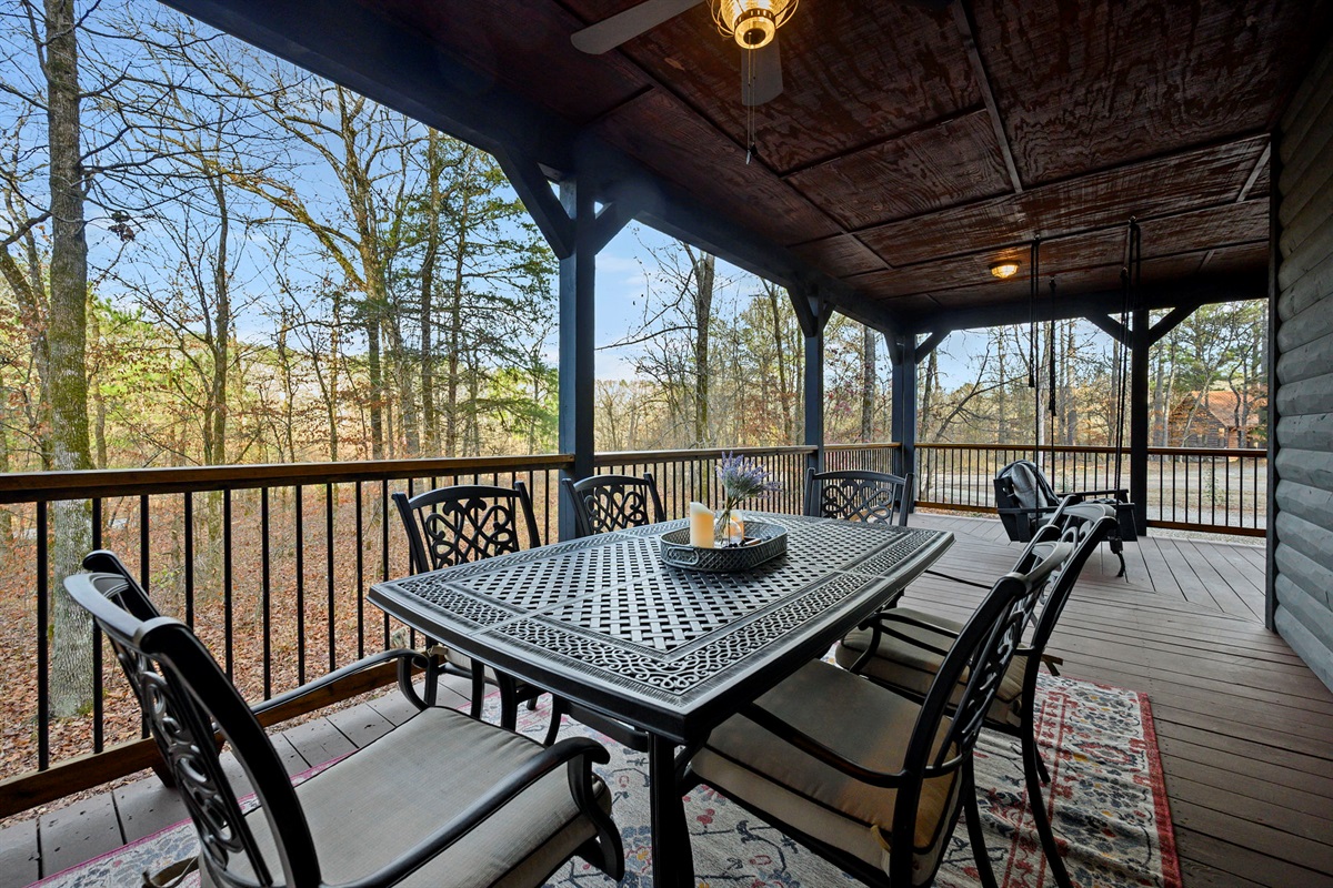 Outdoor dining - rain or shine to take in the forest views.